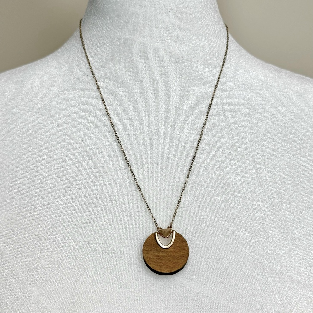 Wood Medallion Chain Necklace / BUNDLE ME!  ANY 3 NECKLACES FOR $30!